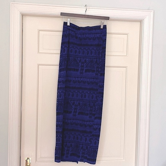 Vintage Aztec 40 Inch Long Maxi Skirt Size Small Royal Blue & Black Cotton - Picture 6 of 6